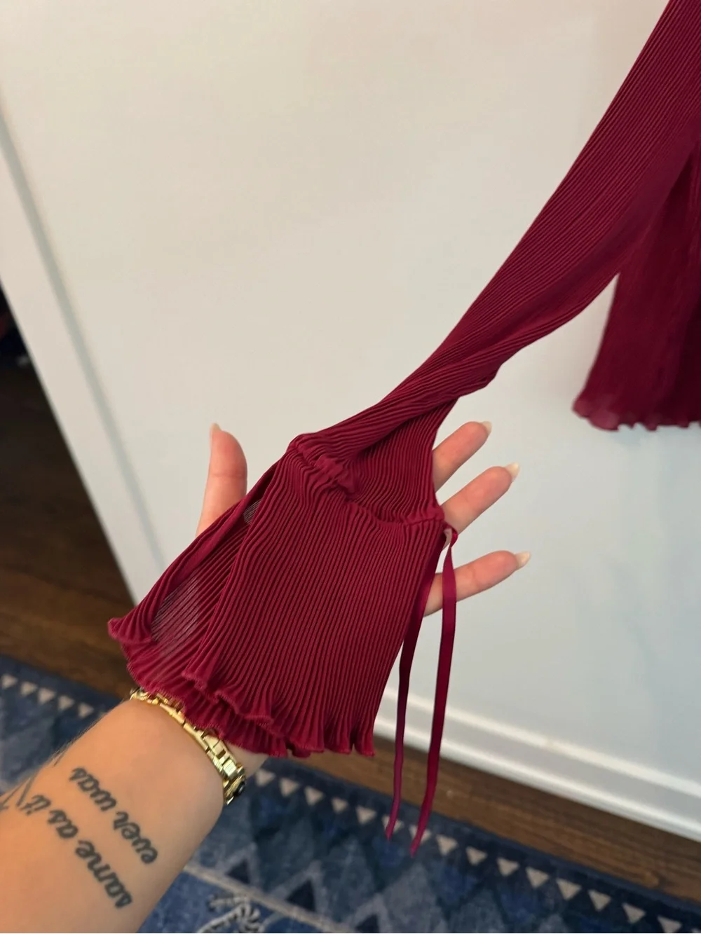 Princess Polly Burgundy Ribbed Button-Down Shirt